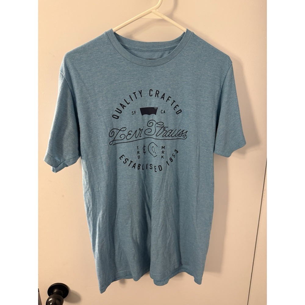 Levi's Men's Blue Graphic Logo Crew Neck Short Sleeve Cotton Knit T-Shirt M